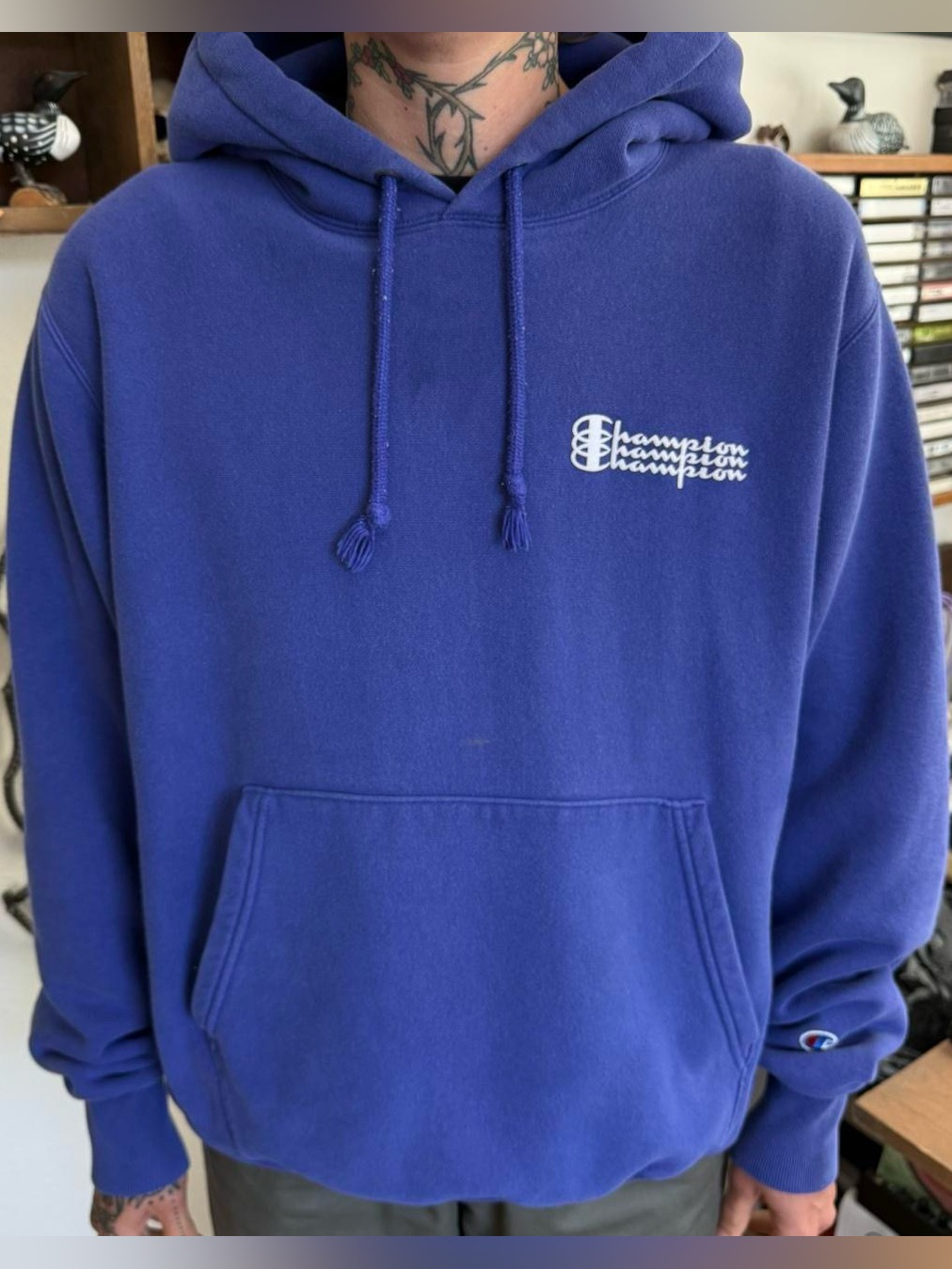 Vintage 2000s Champion Blue Hoodie Reverse Weave ~ Size Medium